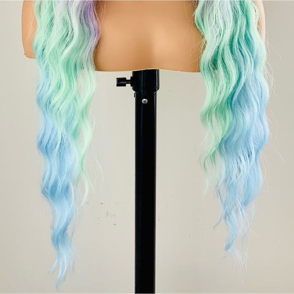 30” Unicorn Color Premium Fiber Wig with Bangs for Events or Daily Wear - Picture 5 of 13